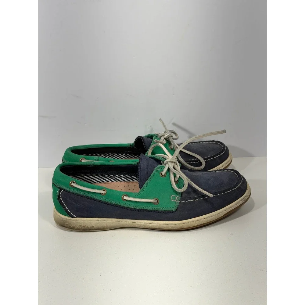 Tommy Bahama Arlington Mens 11M Navy Green‎ Leather Boat Shoes TFM00149-220